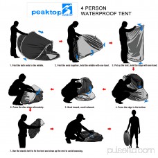Peaktop Automatic Instant Pop up Camping Tent 4 Person, Waterproof Portable Dome tent - with Vents, Mesh Doors and Windows Green